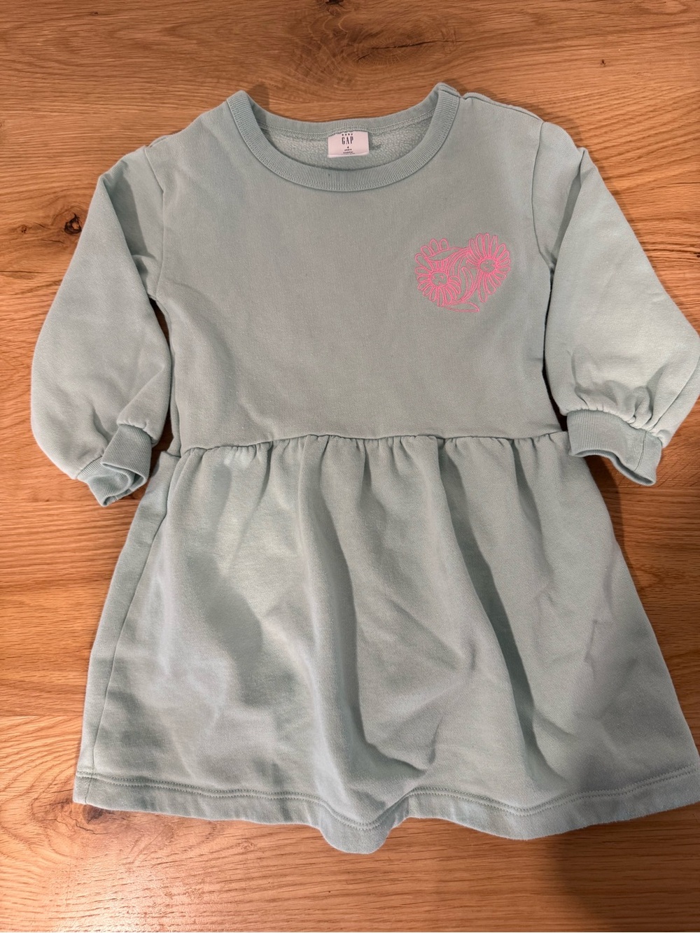 GAP Toddler Sweatshirt Dress in Light Sage/Teal Green